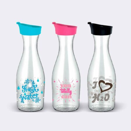 Botella de vidrio 'Diseño Odesa' de 1l con tapón seguridad