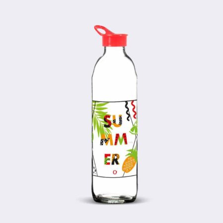 Botella de vidrio con pico servidor 'Diseño Summer' de 1l