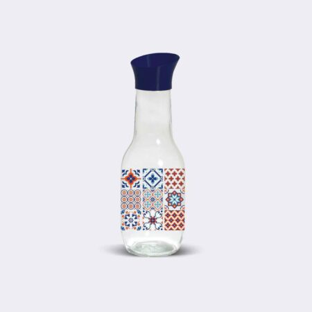 Botella de vidrio con pico versador 'Diseño Azulejos' de 1l