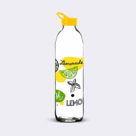 Botella de vidrio con tapa flexible 'Diseño Lemonade' de 1l