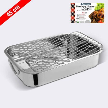 Bandeja 'Lasaña con Grill' de acero inoxidable 45cm